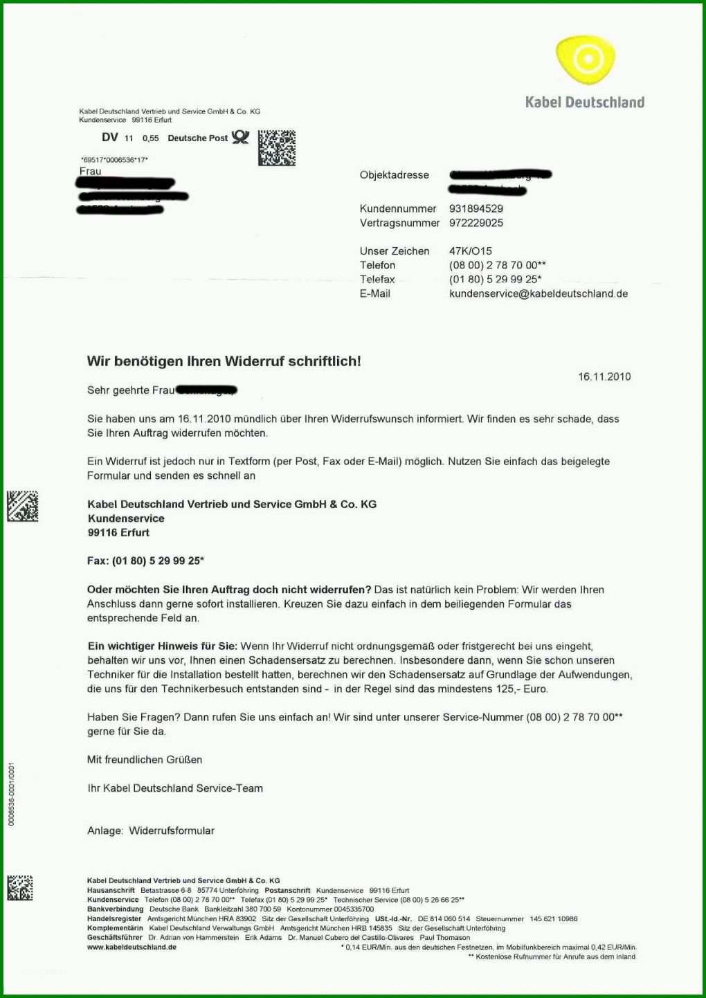 Einzigartig Vodafone Kabel Kündigung Vorlage 1240x1753