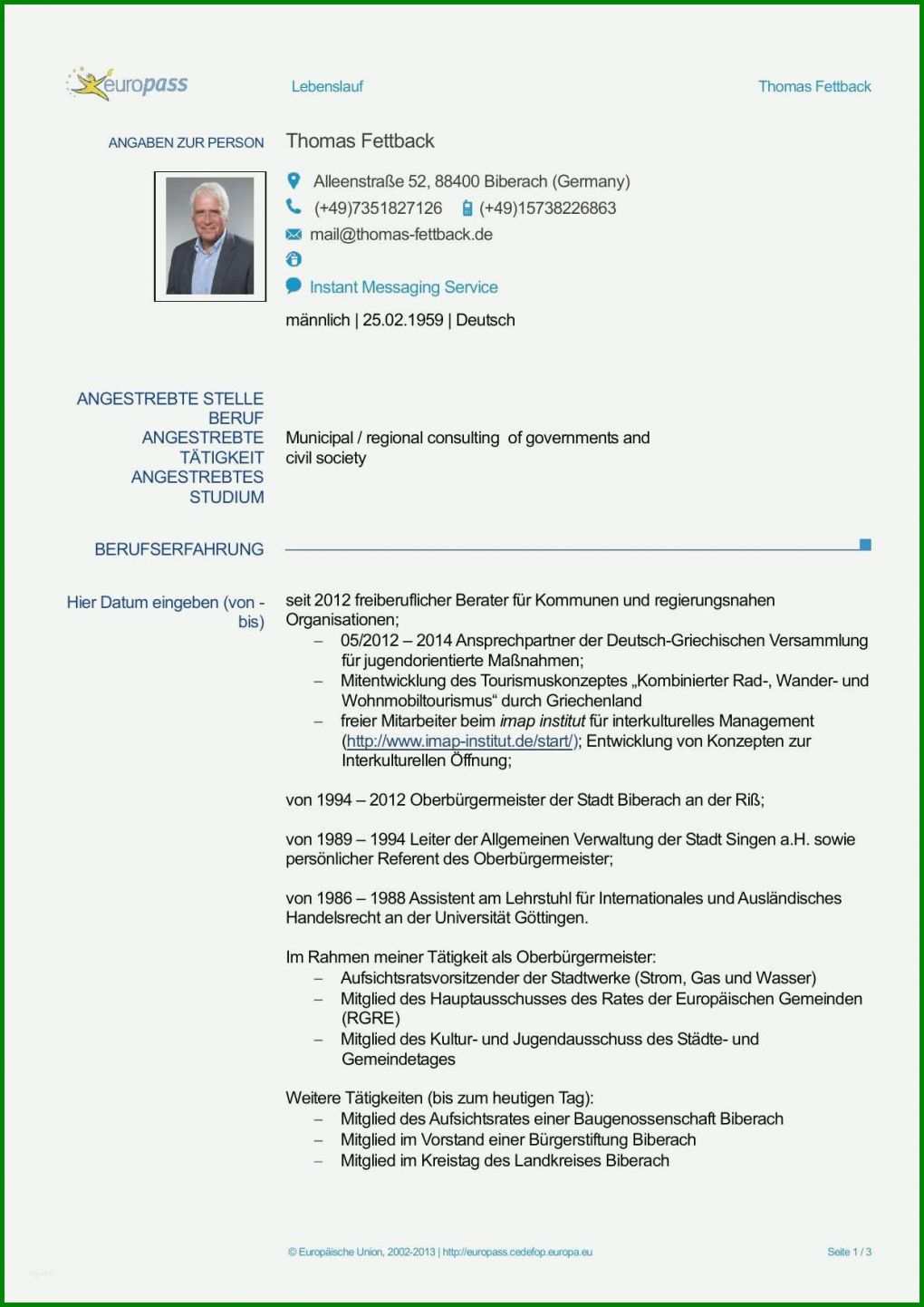 Phänomenal Lebenslauf Doc Vorlage 1241x1754