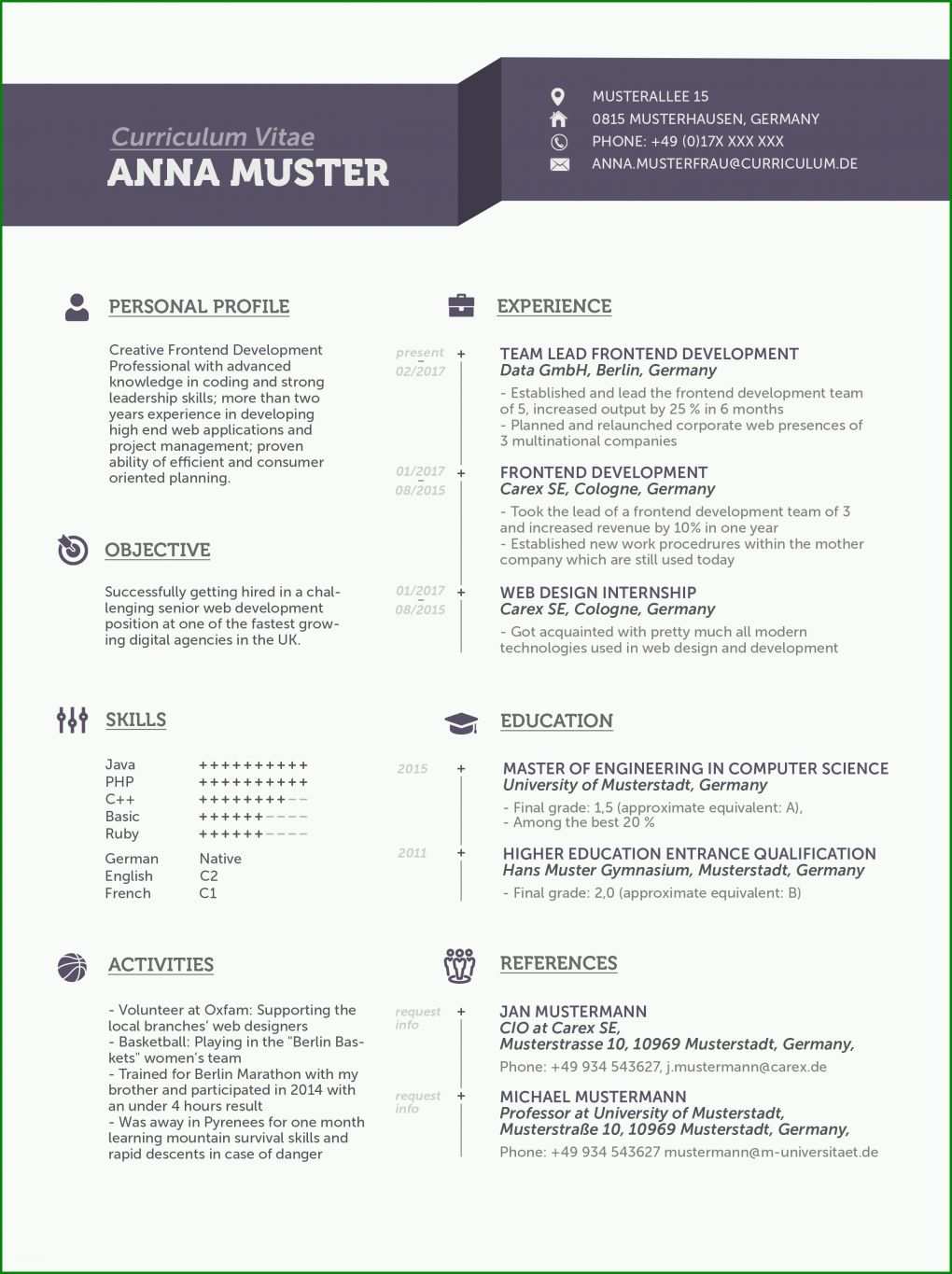 Schockierend Cv Englisch Vorlage 2479x3318