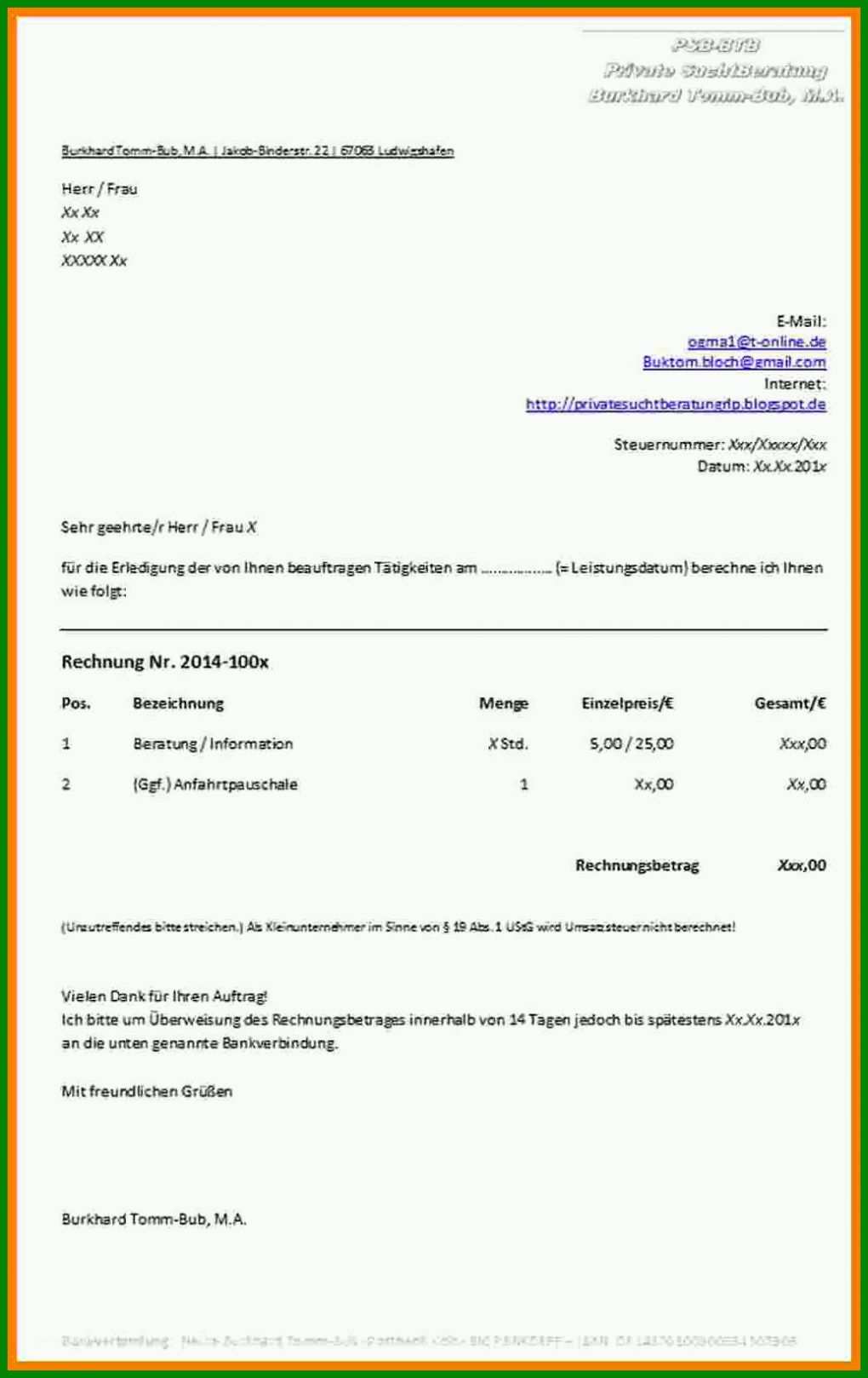 Exklusiv Vorlage Rechnung Monteurzimmer 1034x1640