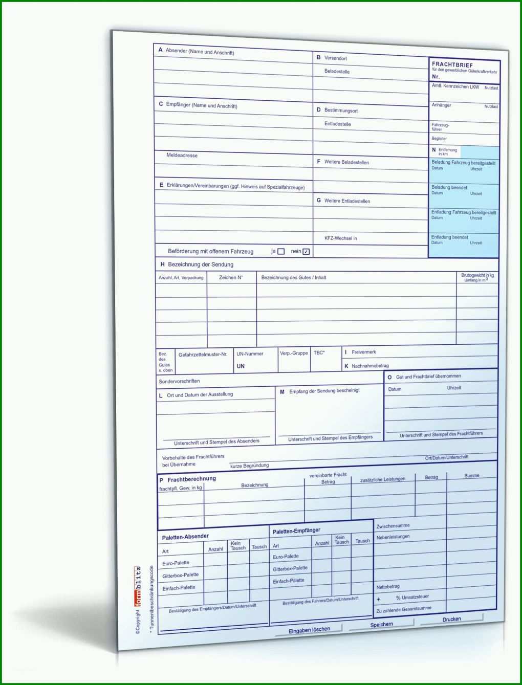 Modisch Frachtbrief Vorlage 1600x2100