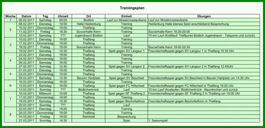 Einzahl Fußball Trainingsplan Vorlage 1200x580