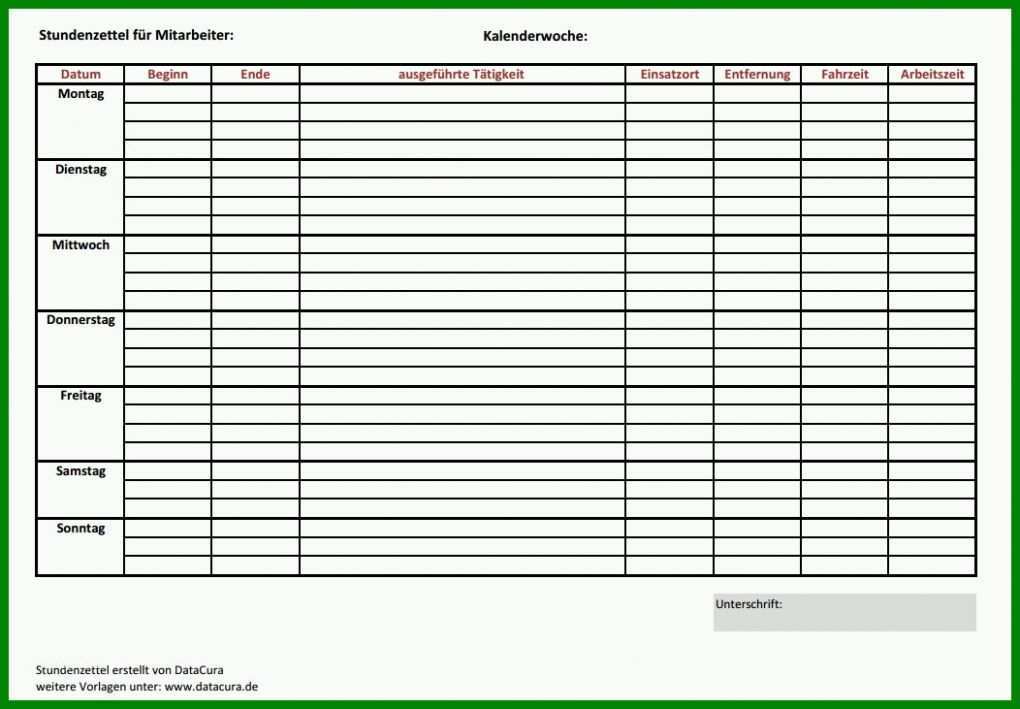 Erschwinglich Stundenzettel Excel Vorlage Kostenlos 1052x731