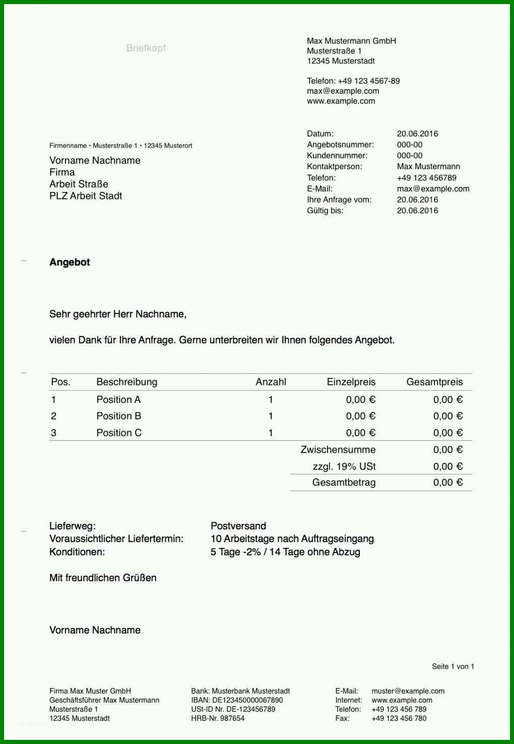 Unglaublich Vorlage Für Angebot 1130x1636