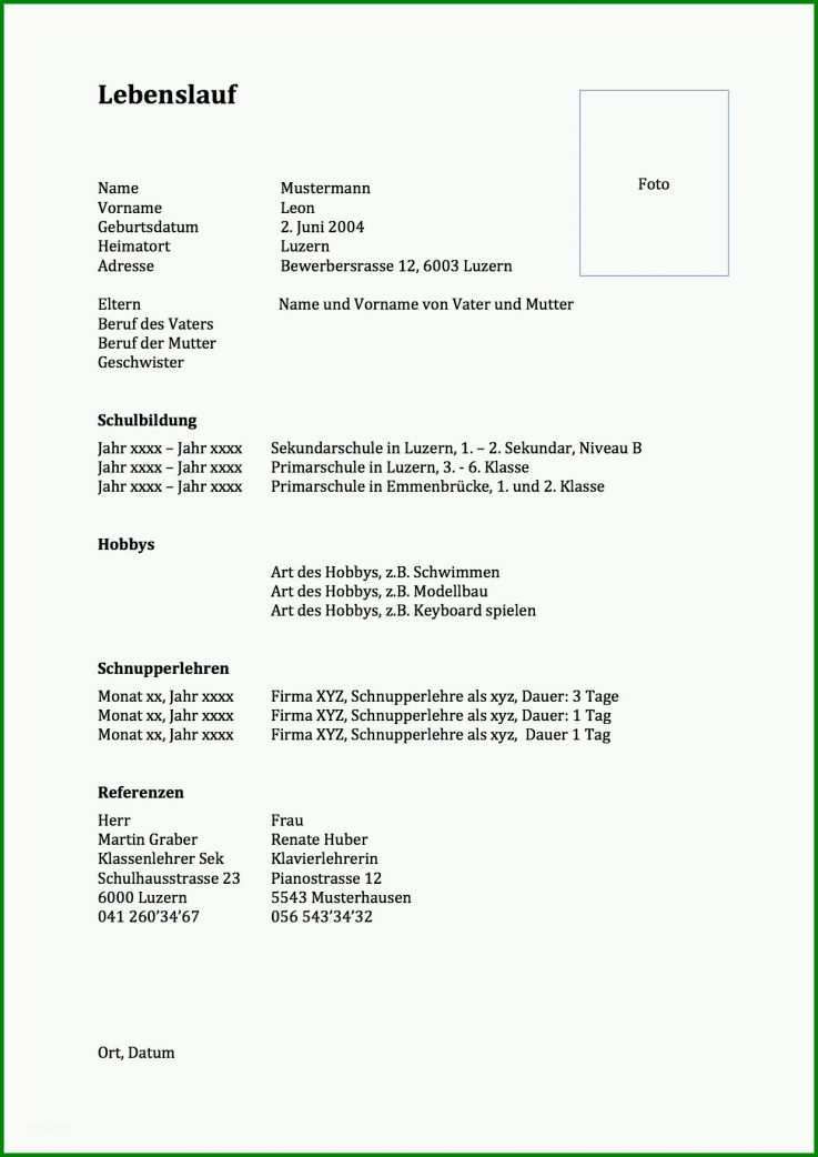 Atemberaubend Lebenslauf Vorlage Für Schüler 1240x1753