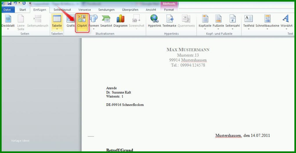 Erstaunlich Briefkopf Vorlage Word Kostenlos 1098x568