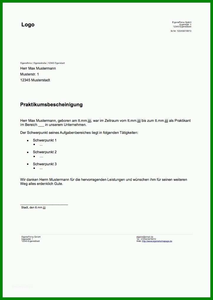 Allerbeste Praktikumsbescheinigung Vorlage 724x1022