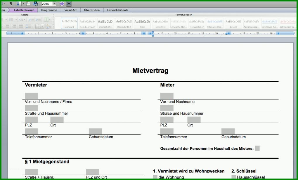 Hervorragen Untermietvertrag Kostenlose Vorlage 1242x753