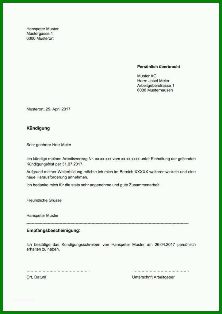 Spektakulär Kündigung Schreiben Vorlage Arbeit 724x1024