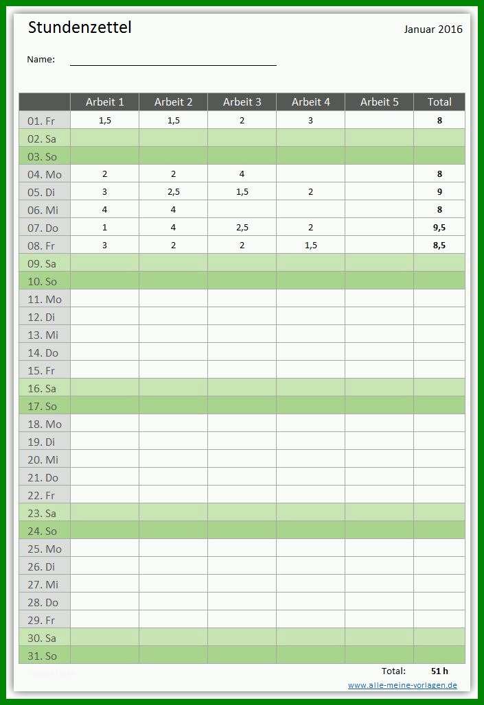 Wunderbar Stundenzettel Vorlage Excel 705x1028