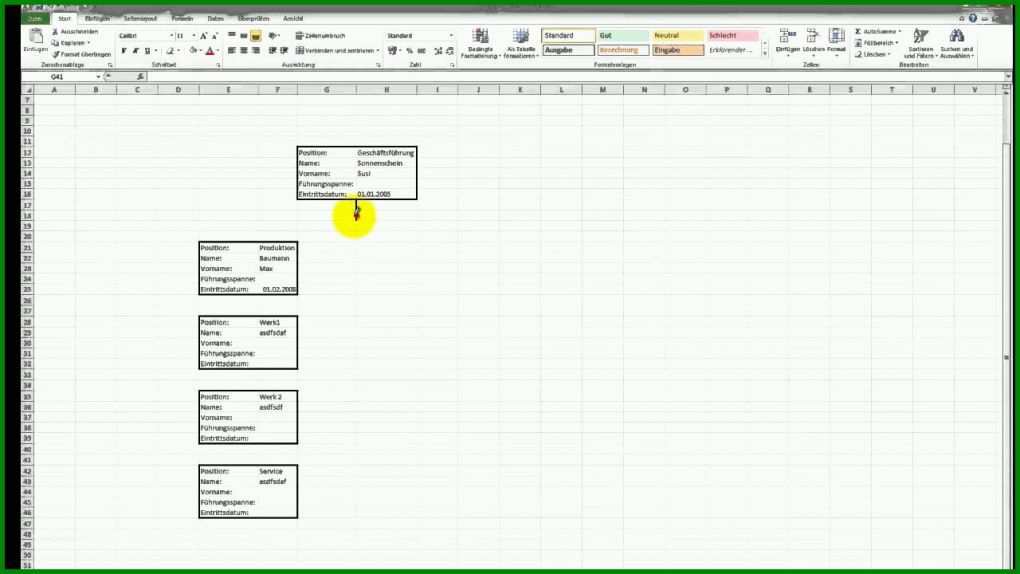 Moderne Vorlage organigramm Excel 1280x720