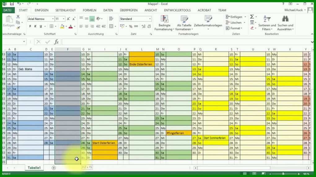 Hervorragend Excel Vorlage Kalender Projektplanung 1280x720