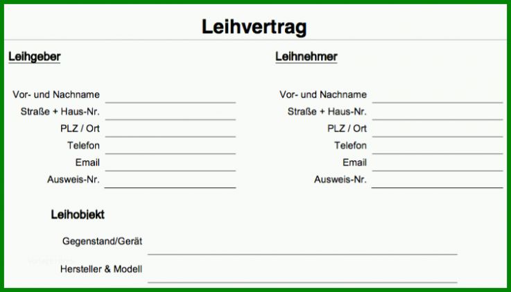 Überraschen Vorlage Leihvertrag 753x430