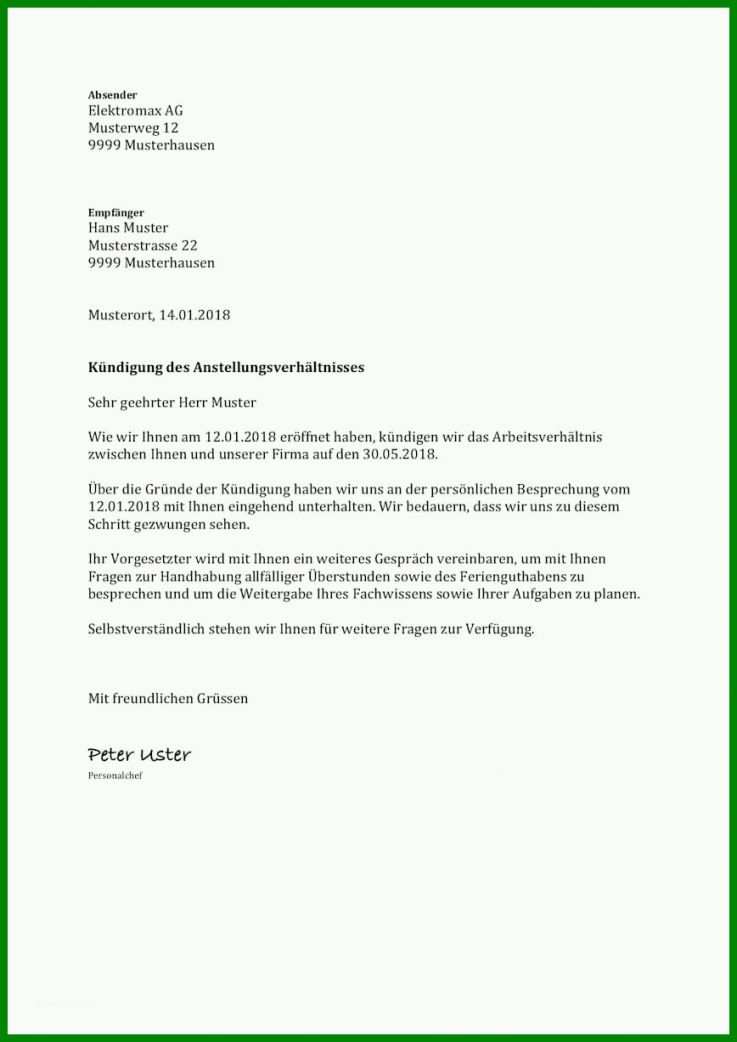 Hervorragend Kündigung Vorlage Kostenlos Arbeitgeber 868x1227