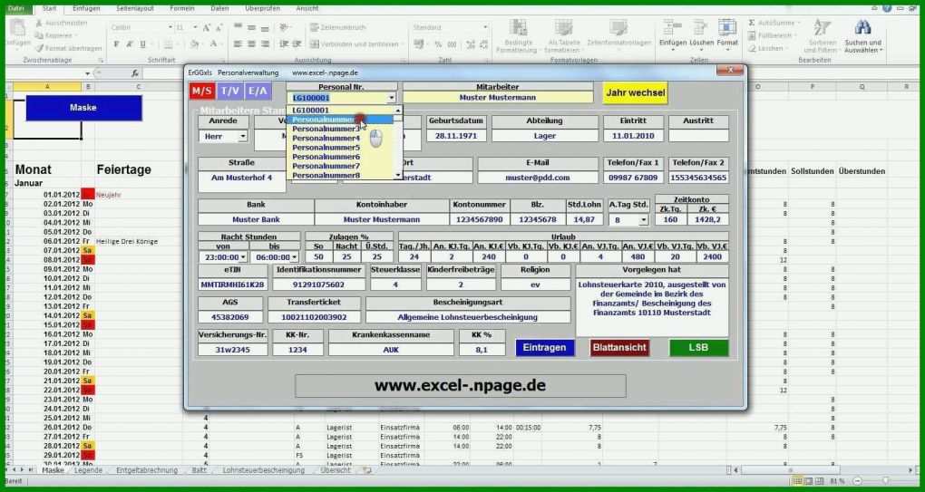 Spezialisiert Mitarbeiter Datenbank Excel Vorlage 1588x846