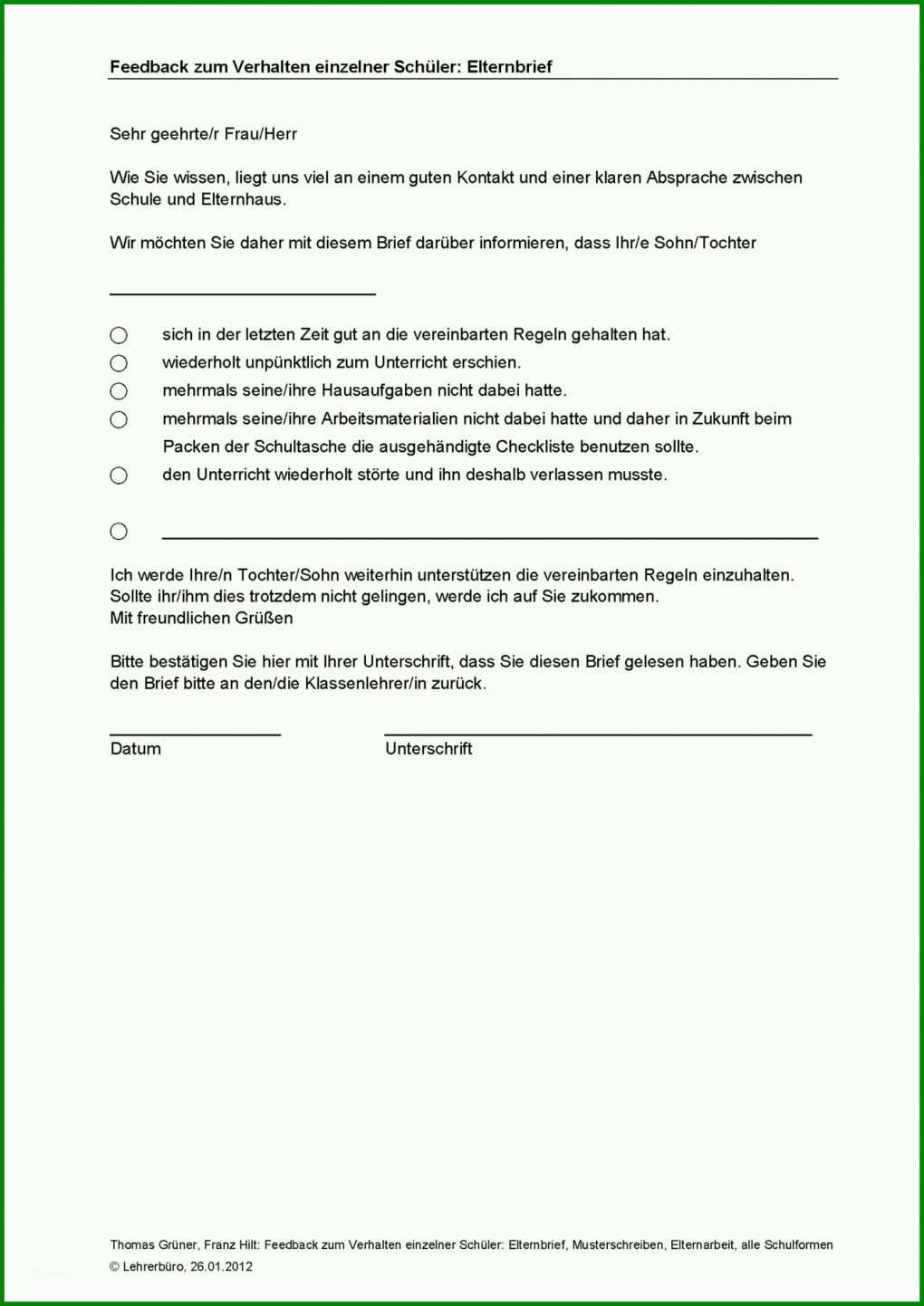 Ideal Elternbrief Klassenfahrt Vorlage 1280x1810