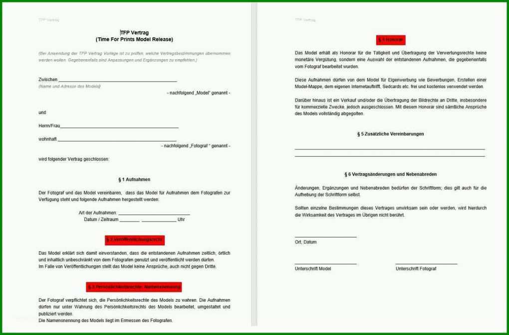 Hervorragend Tfp Vertrag Vorlage 2018 Dsgvo 1372x905
