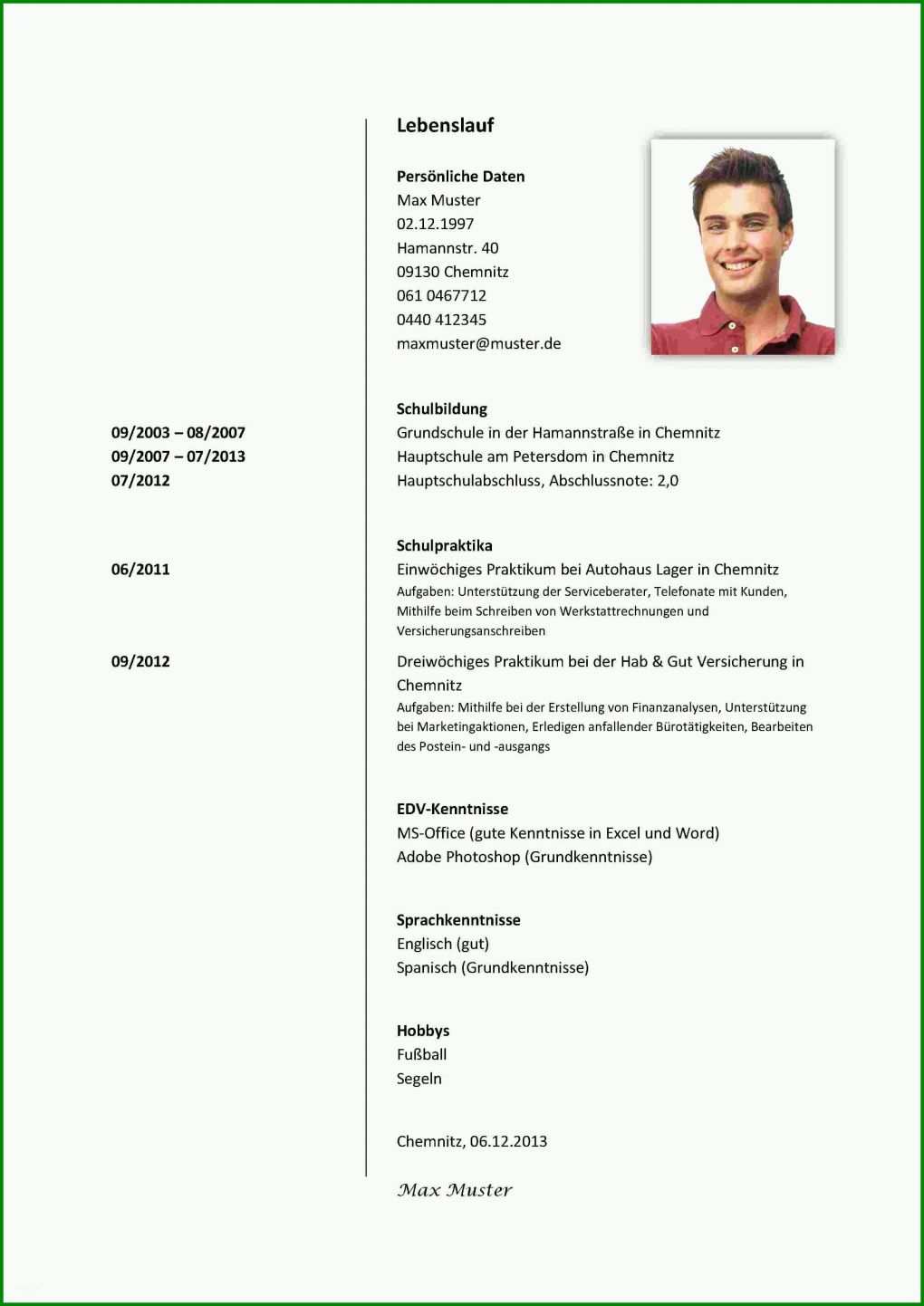 Faszinieren Lebenslauf Vorlage Schülerpraktikum 2487x3516