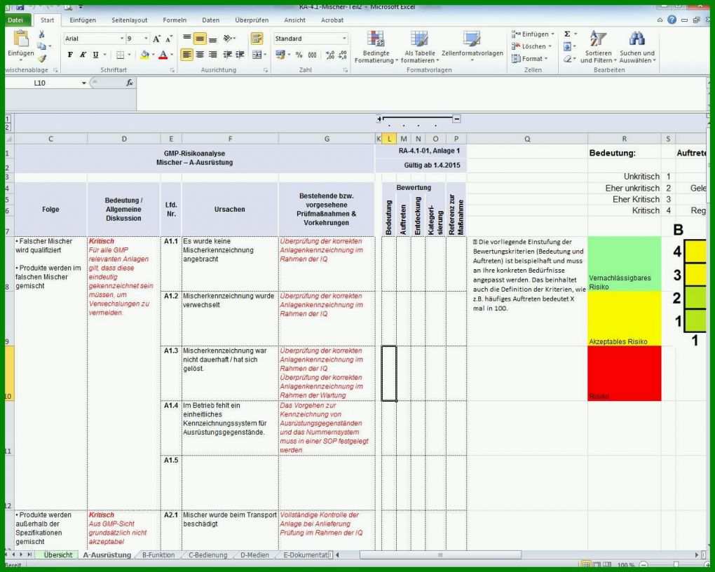 Beste Risikobeurteilung Vorlage Excel 1280x1024
