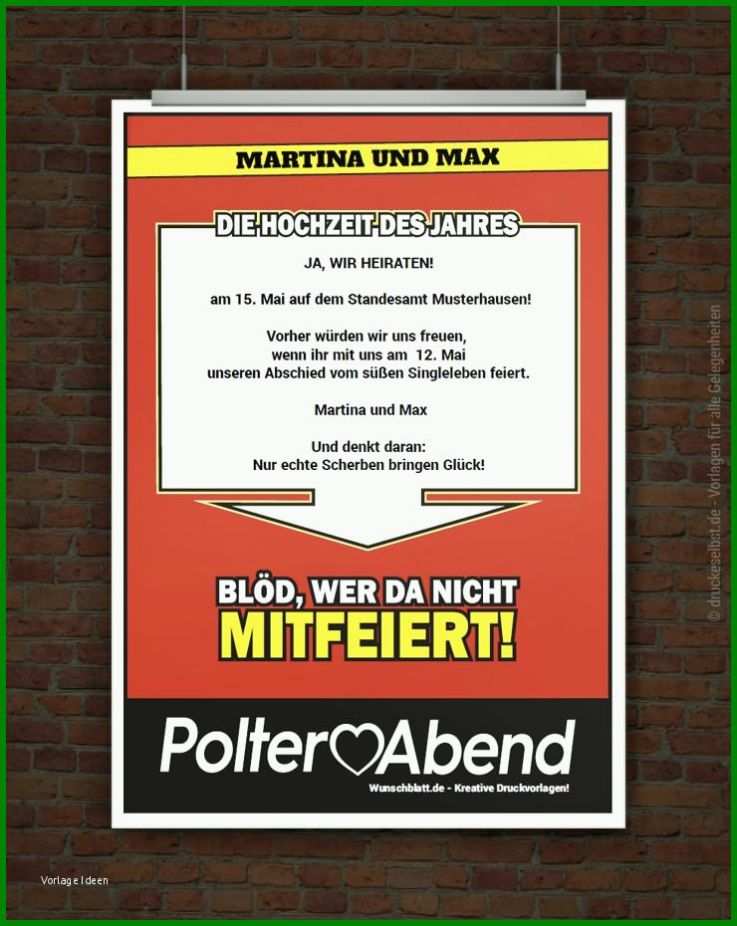 Wunderbar Einladung Polterabend Vorlage Kostenlos 740x930