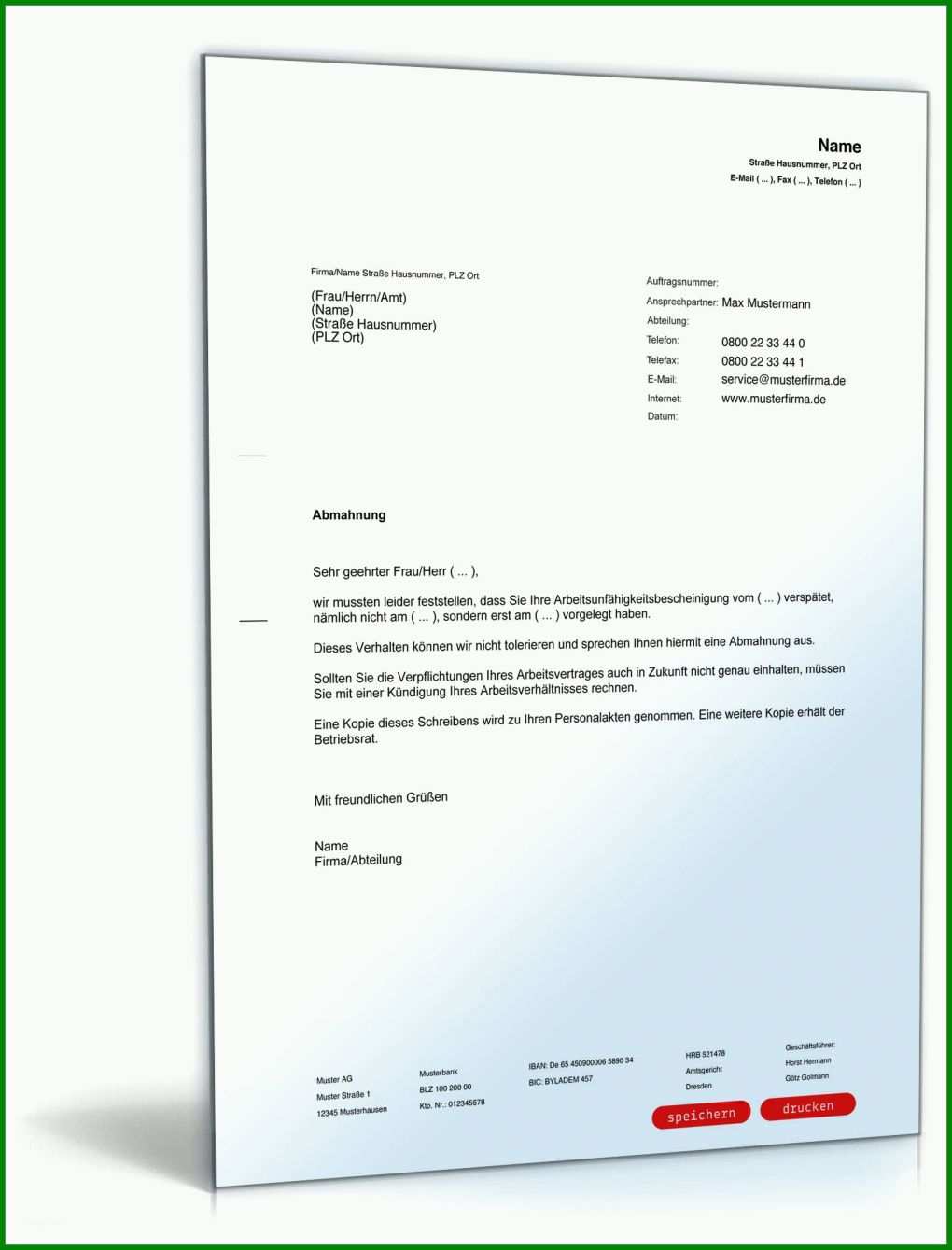 Faszinieren Abmahnung Zu Spät Vorlage 1600x2100