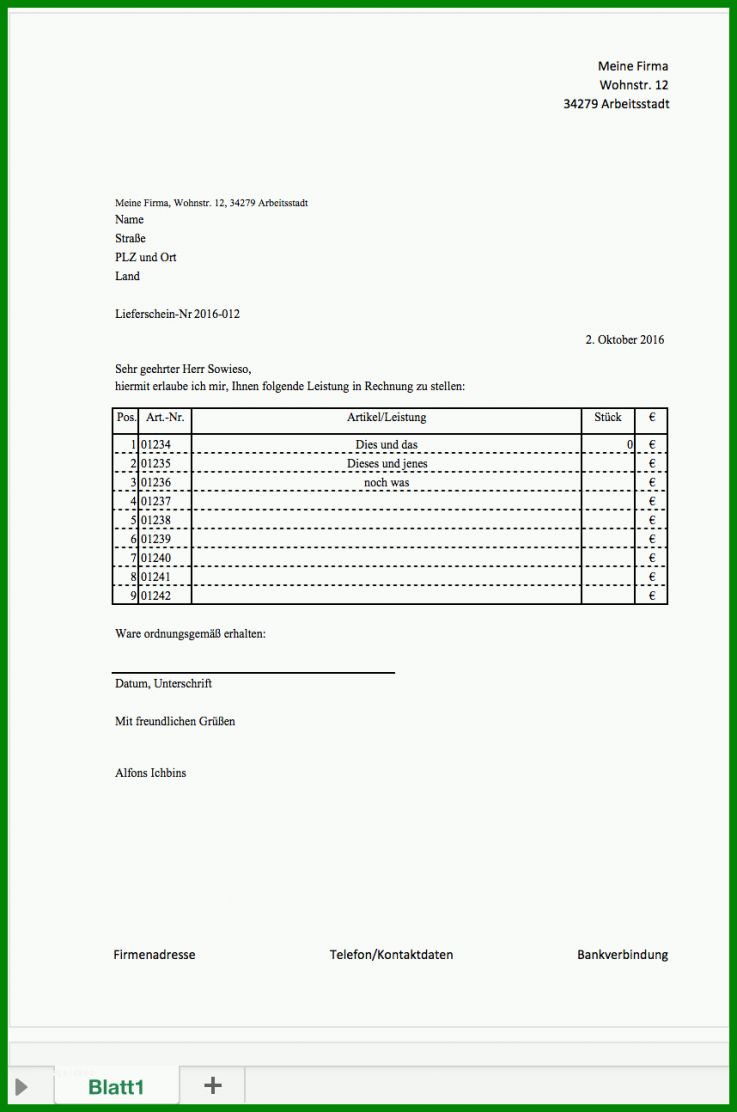 Auffällig Lieferschein Vorlage Excel 858x1294