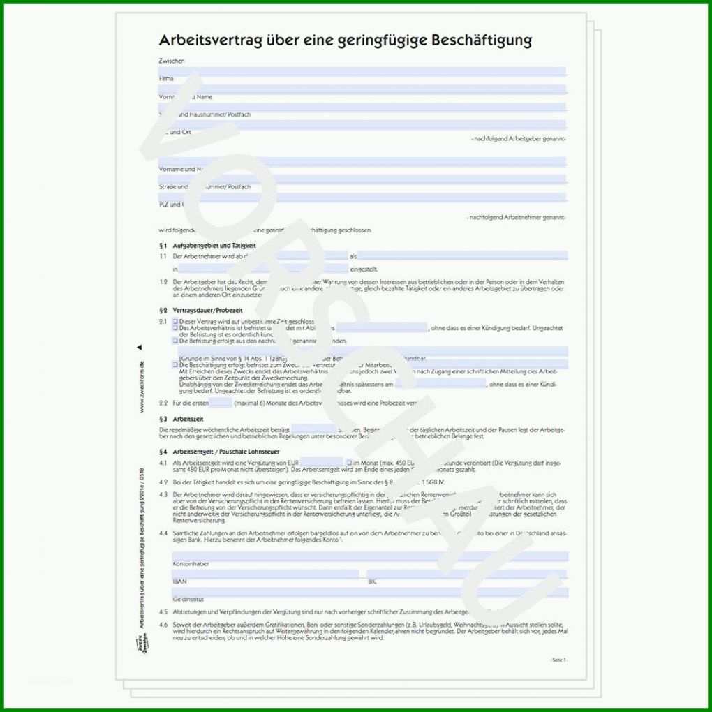 Außergewöhnlich Vorlage Arbeitsvertrag Minijob 1067x1067
