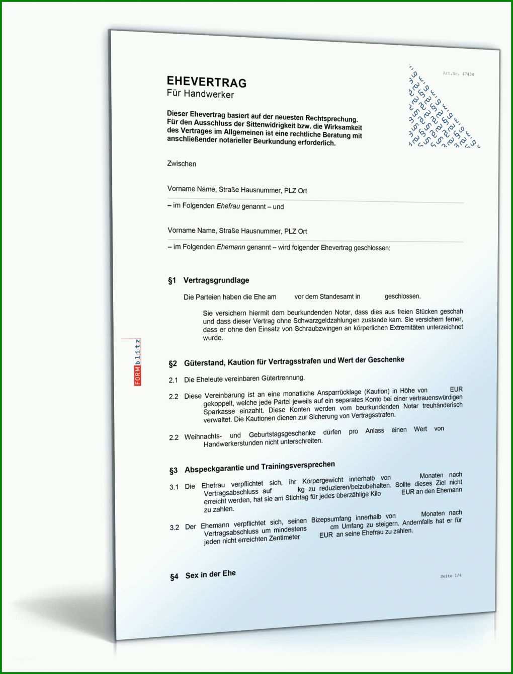 Faszinieren Ehevertrag Lustig Vorlage 1600x2100