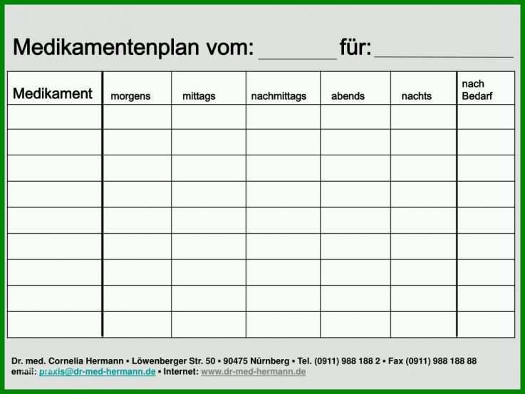 Beeindruckend Medikamentenplan Vorlage Kostenlos 1024x768