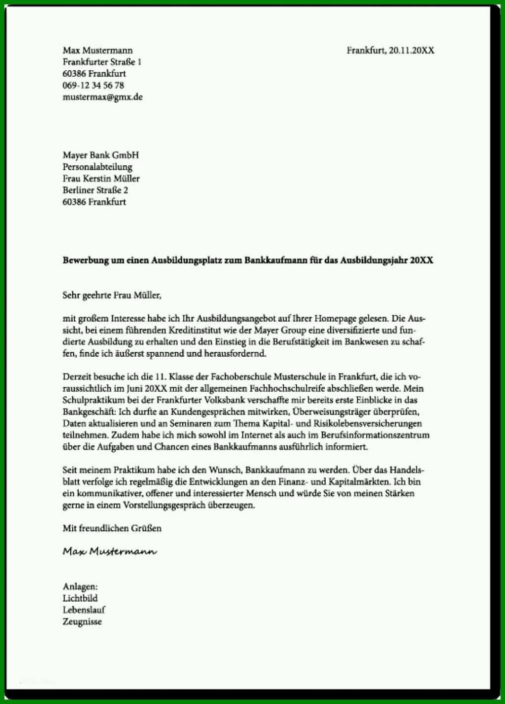Exklusiv Anschreiben Ausbildung Vorlage 1034x1443