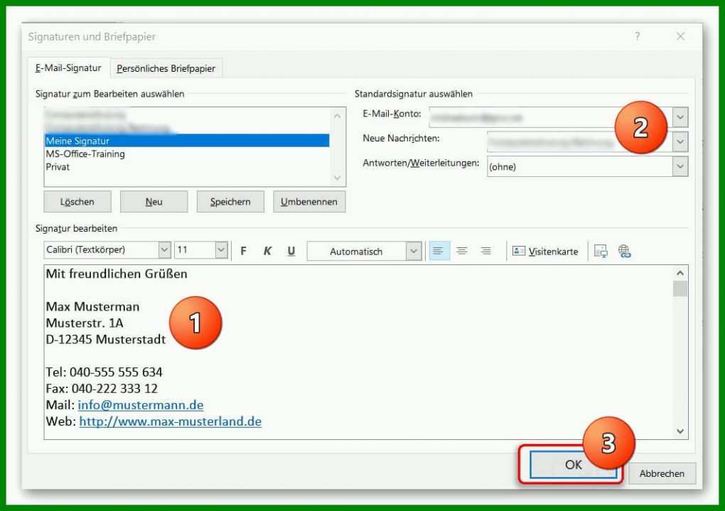 Überraschen Signatur Outlook Vorlage 1061x748